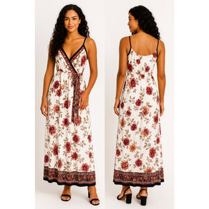 Women's DREAM OF ME White Red Floral Maxi Dress S
